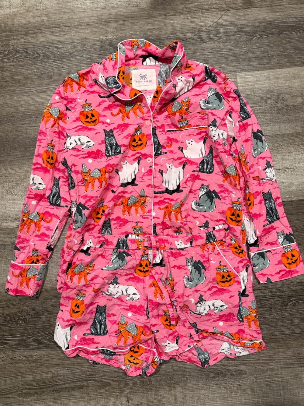 Printfresh Halloween House Cats Pajama Short Set - size M